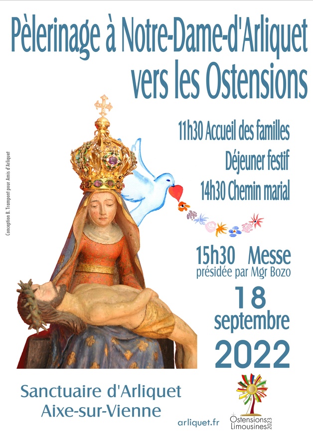  vers les Ostensions 2023, plerinage  Notre-Dame-d'Arliquet, Aixe-sur-Vienne, 18 septembre 2022, messe  15h30 prside par Mgr Bozo