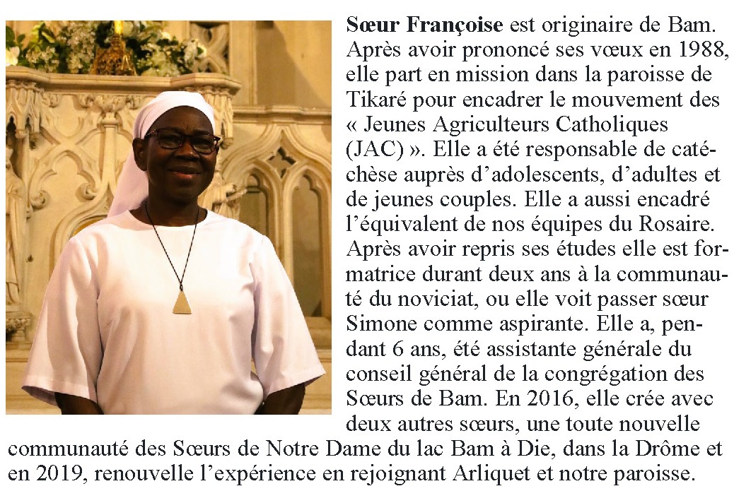 Soeur Franoise soeur de Notre-Dame-de Bam  Arliquet