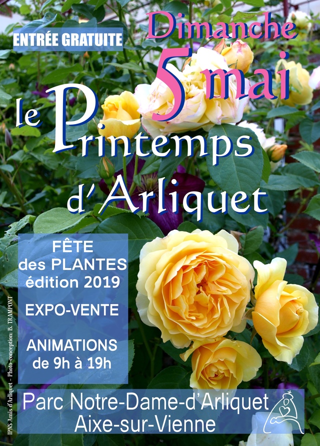 affiche,  mai 2019 grande fte des plantes: Le Printemps d'Arliquet, expo-vente horticole de 9  19h
